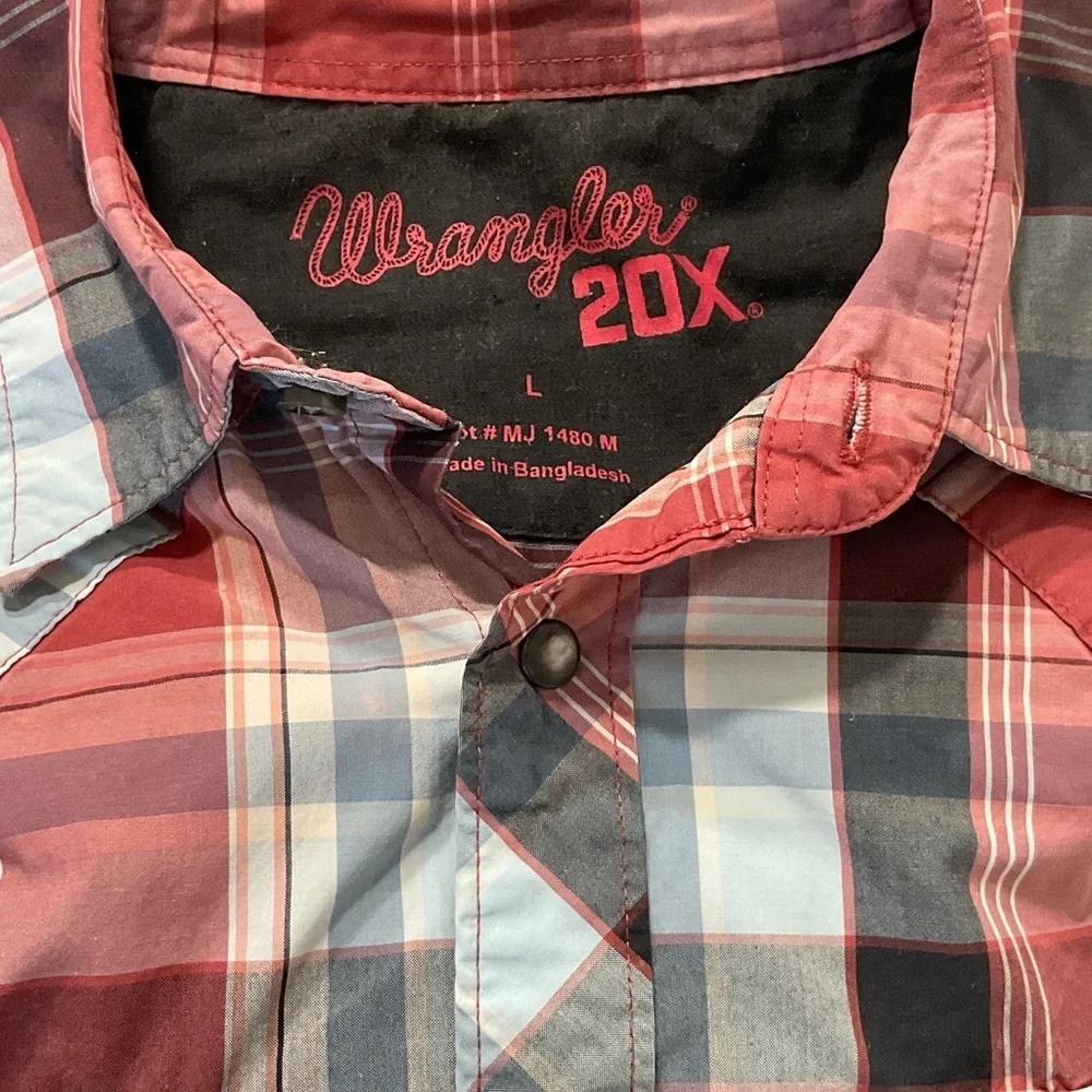 Wrangler 20X Competition Red Plaid Button Western Cowboy Shirt Men’s Size Large - Picture 5 of 10